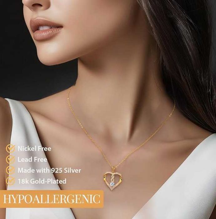 ZŁOTY NASZYJNIK SERCE ŁAŃCUSZEK zawieszka Srebro 925 pozłacane