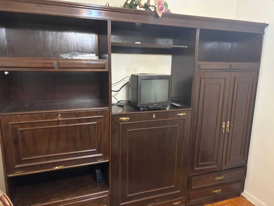 Móvel de Sala em Madeira com Cama Dobrável – Bom Estado