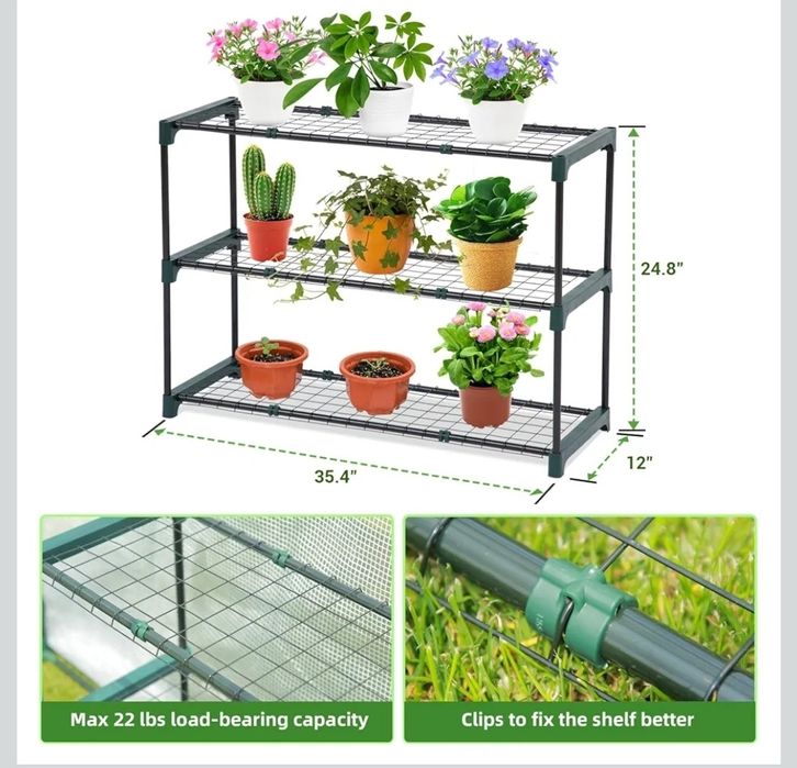 Szklarnia z 3 półkami: przenośna szklarnia ścienna Ohuhu