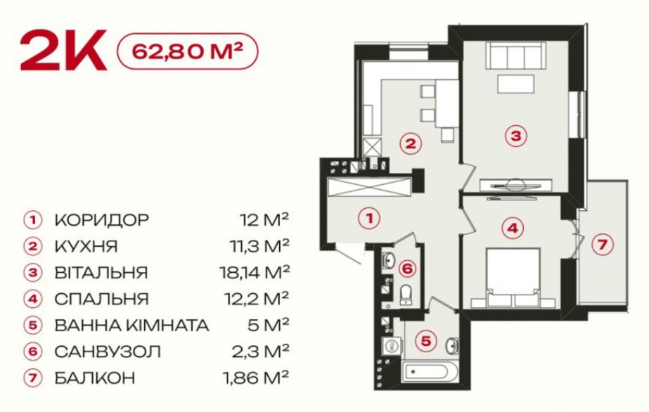 Продаж двокімнатної квартири  в новобудові, ЖК «Рубін»