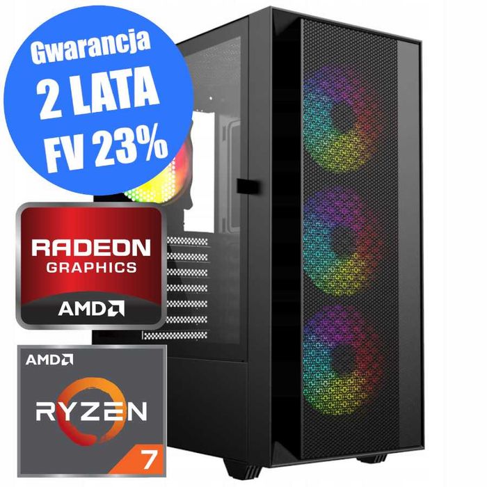Nowy Komputer Gamingowy Ryzen 7 5700x 16GB 1TB RX 7600 8GB Win11