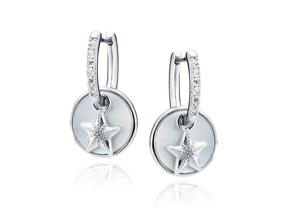 Rodowane Wiszące Srebrne Rozgwiazdy Masa Perłowa Z1965Der_W