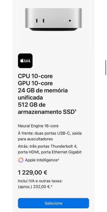 MAC Mini M4 c/Novo|24Gb Ram|Ssd 512Gb|Garantia|c/Oferta HUB USB-C|