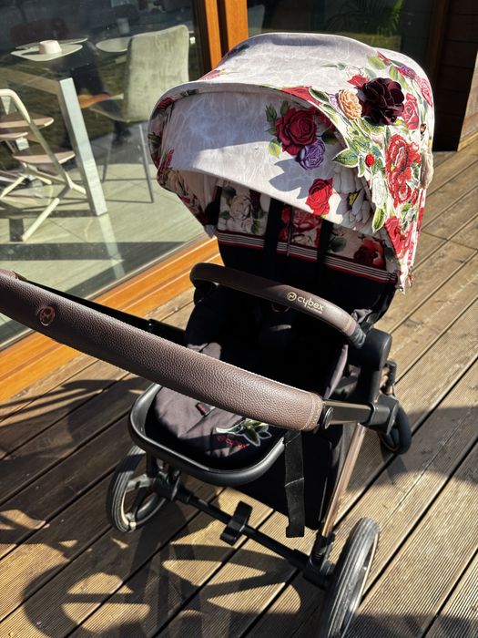 Cybex Priam 4.0 Spring Blossom Light Rose Gold spacerówka stan idealny
