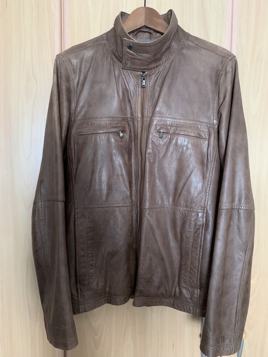 Casaco em pele homem M castanho da Throttleman