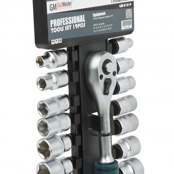 Набір торцевих головок з трещіткою 3/8 6-24 Gut meister 19 одн GM01019