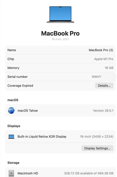 MACBOOK M1 PRO 16GB 16inch