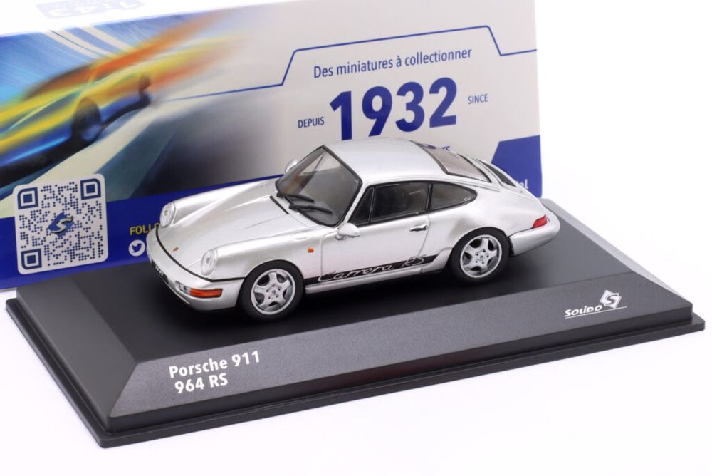 Solido PORSCHE 911 (964) RS 1994 Silver/Black Deco 1/43