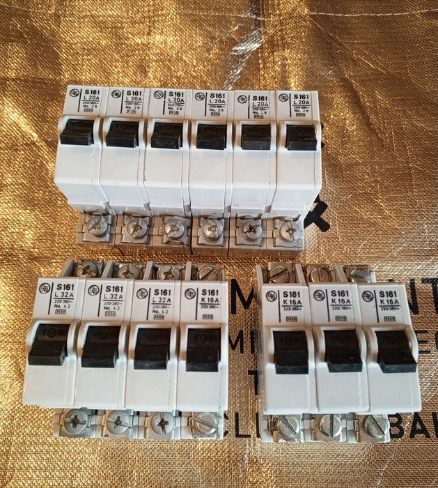 13 szt wyłaczniki nadprądowe - Fael S161 K16 A ,L20A ,L32A