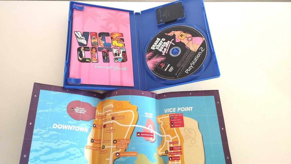 PS2 - GTA Vice City + Mapa + Cartão Memória 8MB - Completo com Manuais