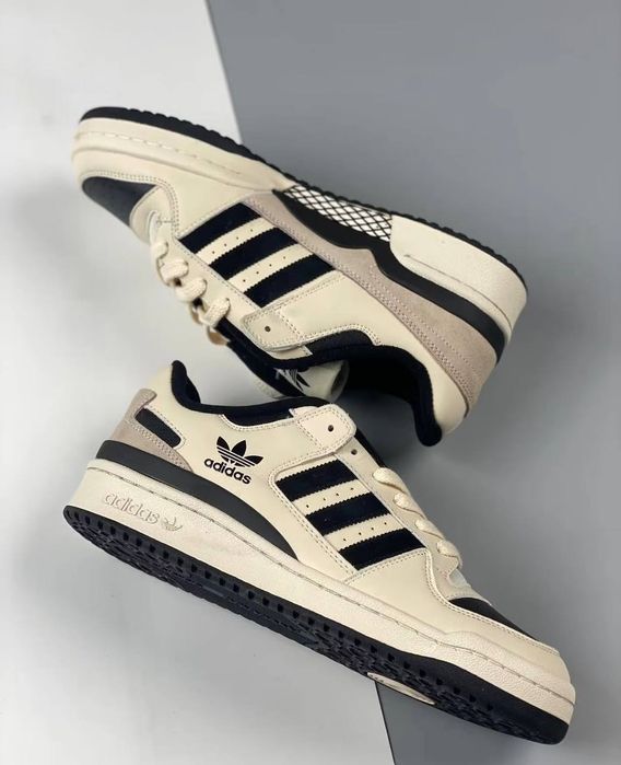 Adidas Forum Low Beige Black | Бежеві кросівки Adidas Forum | 37–45