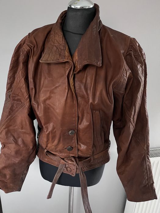 Kurtka skórzana damska Vintage brązowa