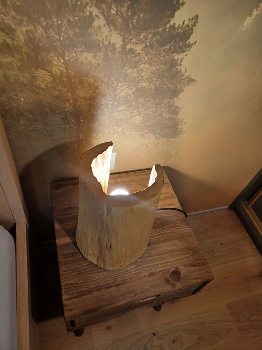 Lampa nocna drewniana Handmade
