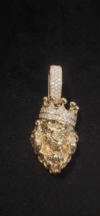 Złoty Królewski Lew 14 K - 585 z diamentami - od ręki!!!