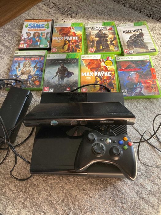 Konsola Xbox 360 Slim + Sensor Kinect + Zasilacz + Gry | Sprawna