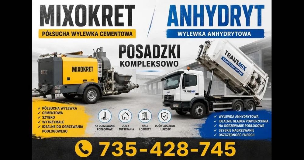 Kompleksowe wykonanie posadzek * Wylewki Anhydrytowe * Posadzki Mixokretem * Układanie Styropianu * Ogrzewanie podłogowe * Posadzki Żywiczne do garażu