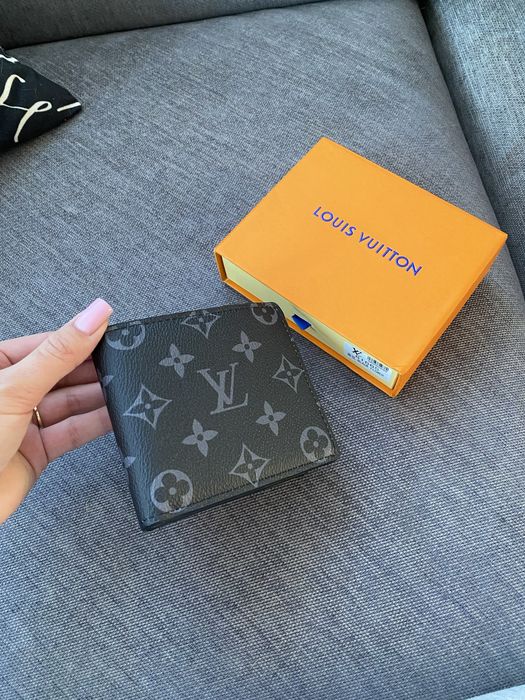 Portfel męski  LV Louis Vuitton monogram skórzany skóra szary czarny