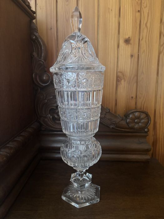 Krysztalowy pochar wazon oryginalny krysztal PRL