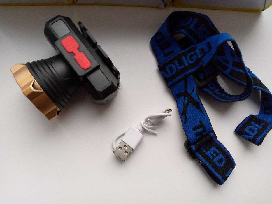 Ліхтарик налобний, акумуляторний, USB, фонарик налобный