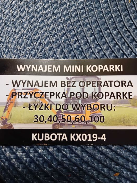Wynajem minikoparki Kubota KX 019-4