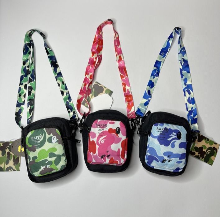 100шт Сумки через плече BAPE (синя зелена рожева)