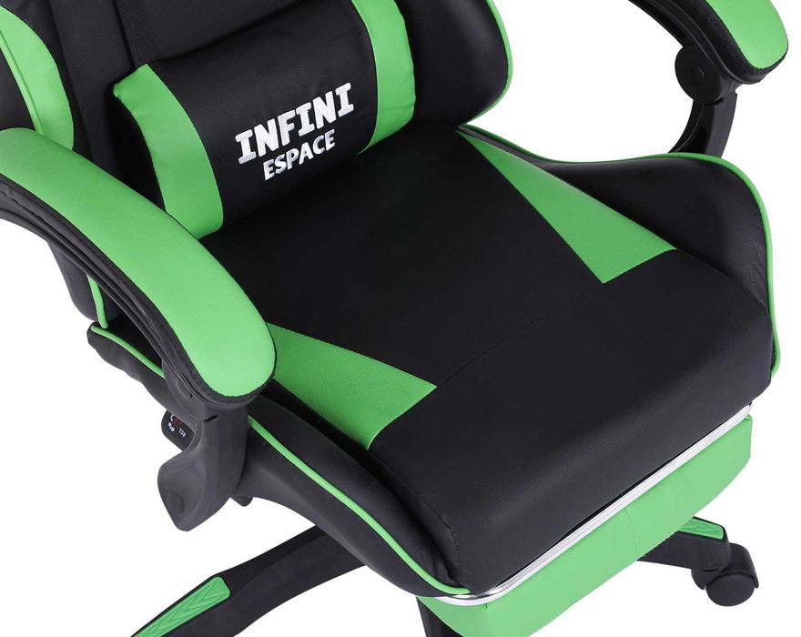 Fotel Gamingowy z podnóżkiem INFINI ESPACE Green