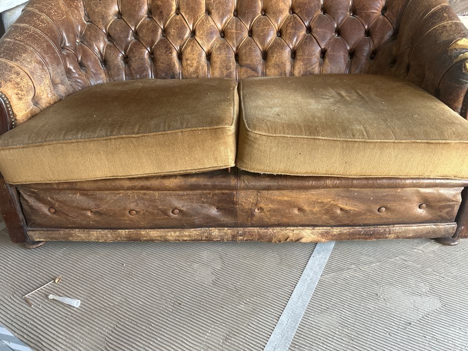 Baixa de Preço!!! Chesterfield em pele Sofa em Pele Vintage Capitone