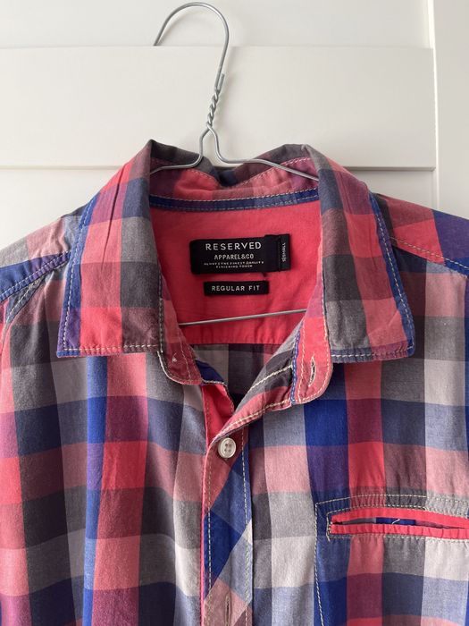 Koszula rozowa krata reserved S regular fit