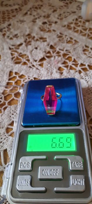 Piękny, złoty pierścionek pr 583 z różowym kamieniem
