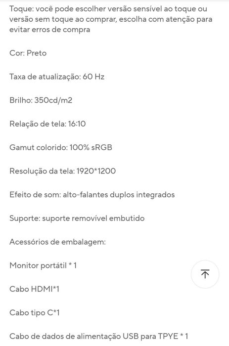 Monitor 16 polegadas