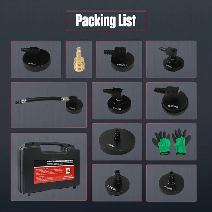 10-częściowy zestaw adapterów do odpowietrzania hamulców