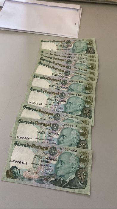 Notas antigas vinte escudos