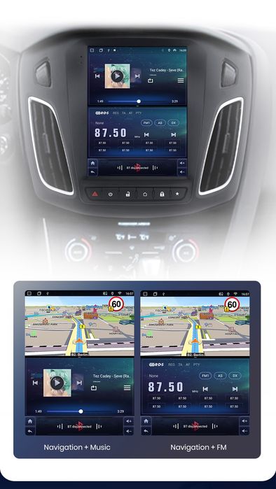 Rádio 9,7" Vertical Android Ford Focus 3 CARPLAY 8core 4G GPS 4/64GB
