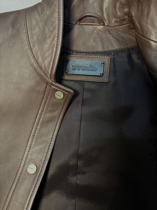 Теплая кожаная курточка svirid gots label / кожа Louis Vuitton