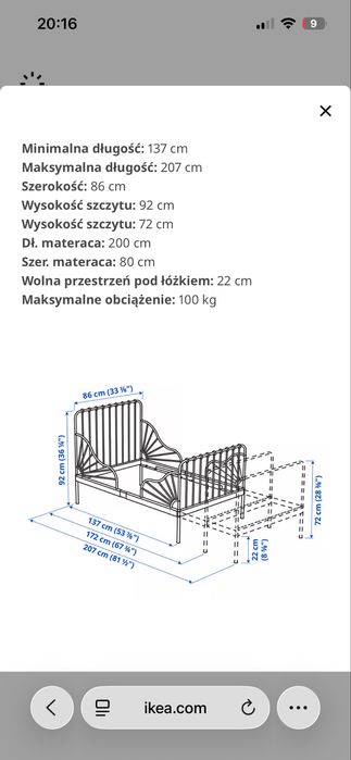 Łóżko Ikea Minnen