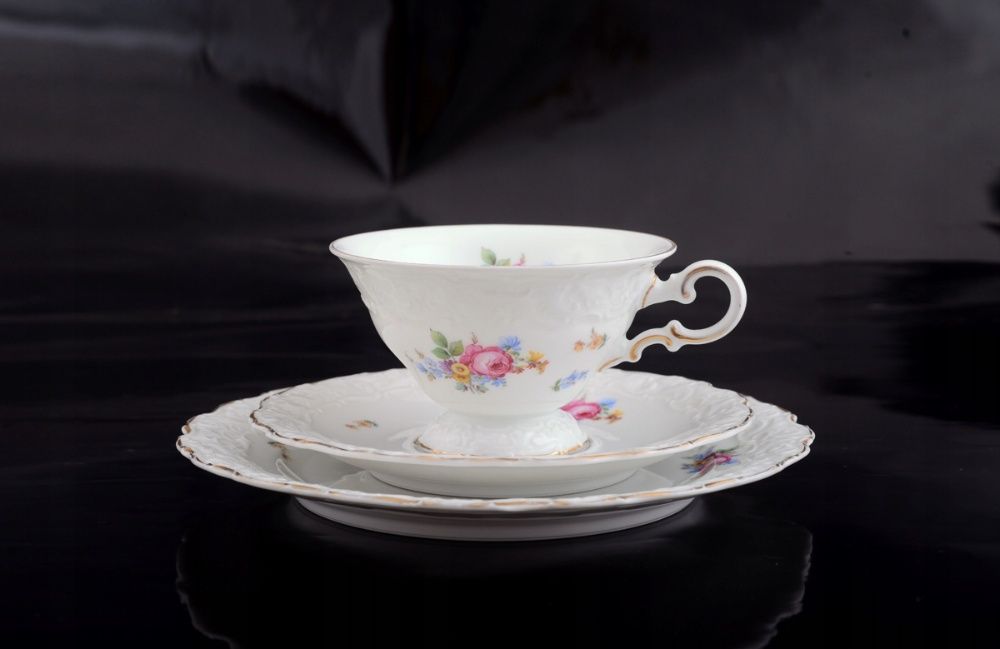 ROSENTHAL ZESTAW śniadaniowy, antyk, kwiaty