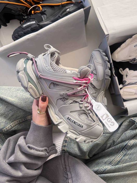 Кросівки Balenciaga Track Trail Laces WMNS Grey Pink / кроси Баленсіаг