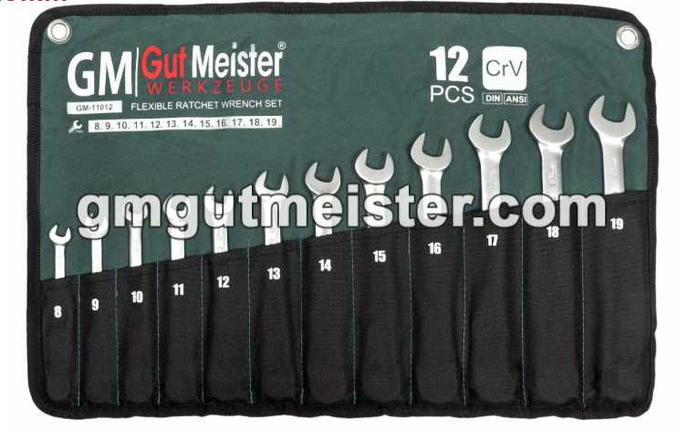 Ключі рожково-накидні з карданчиком і трещітко в плахті 8-19MM .