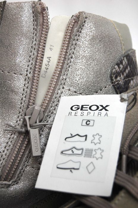 Nowe sneakersy damskie Geox D Illusion r.41 zamsz skóra srebrne szare