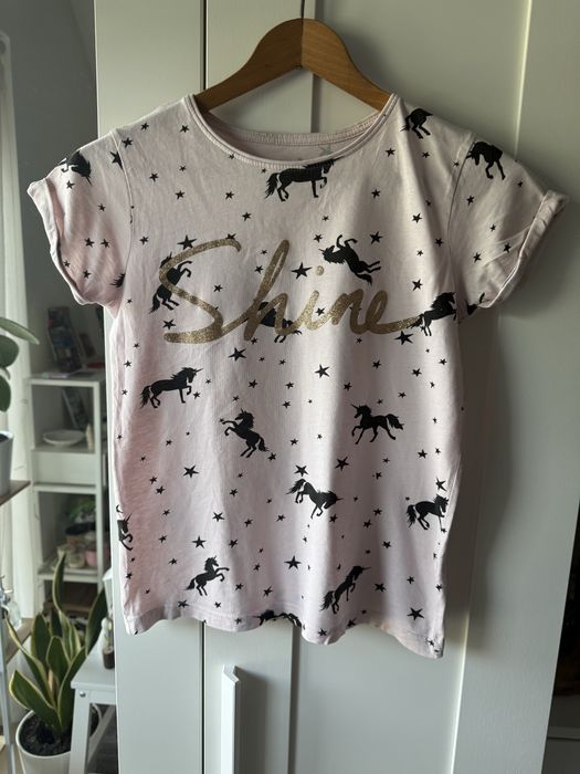 T-shirt konie unicorn bawełna 146