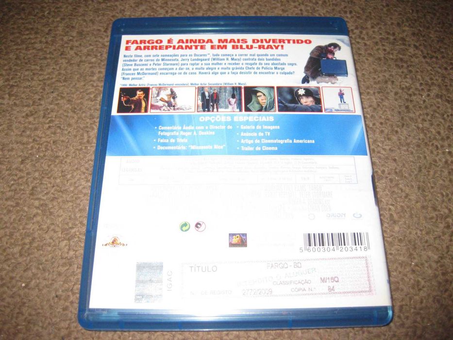 Blu-Ray "Fargo" de Joel e Ethan Coen/Raro!