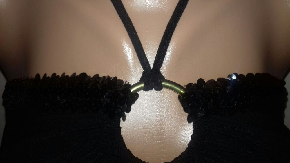 Эффектная черная сексуальная блуза с паетками пайетками паедками 2 в 1