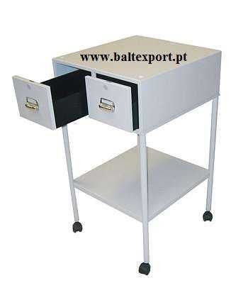 Ficheiro Fichas 2 Gavetas com Fechadura 2 Chaves Pintura Epoxy Cinza.