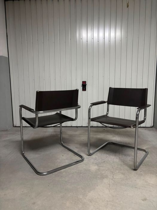 Cadeiras estilo Mart Stam B34 de Marcel Breuer em castanho muito escuro