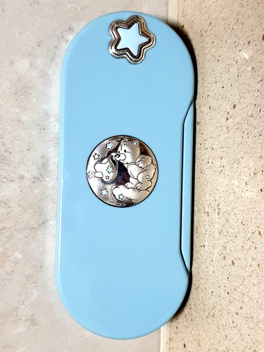 Estojo com prata bilaminada vintage  com talheres de bebé