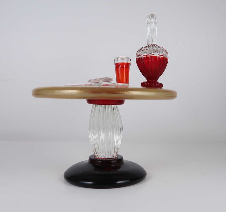 Mesa de jogos decorativa em vidro de Murano