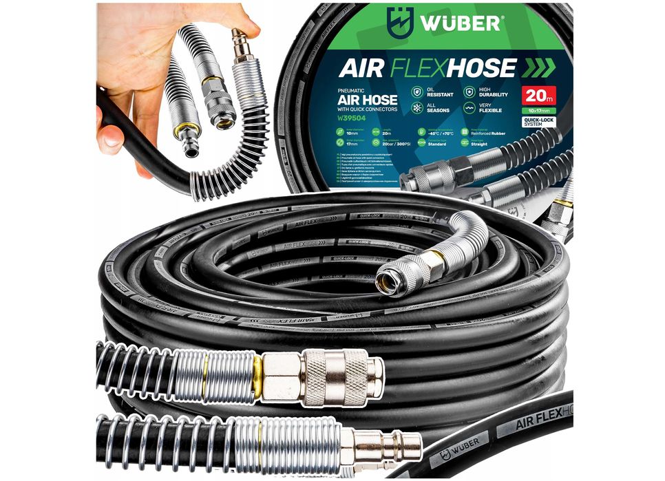 WĄŻ przewód PNEUMATYCZNY PVC 10m 20m 10x17mm zakuwany do kompresora