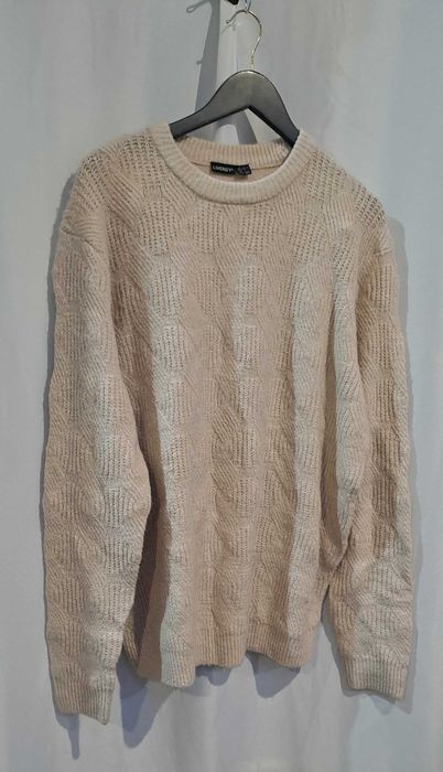 Beżowy Męski Ciepły Sweter Warkocz Przód r.XL/XXL 56/58