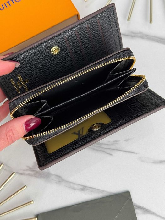 Кошелек женский Louis Vuitton книжка коричневый черный Луи Виттон
