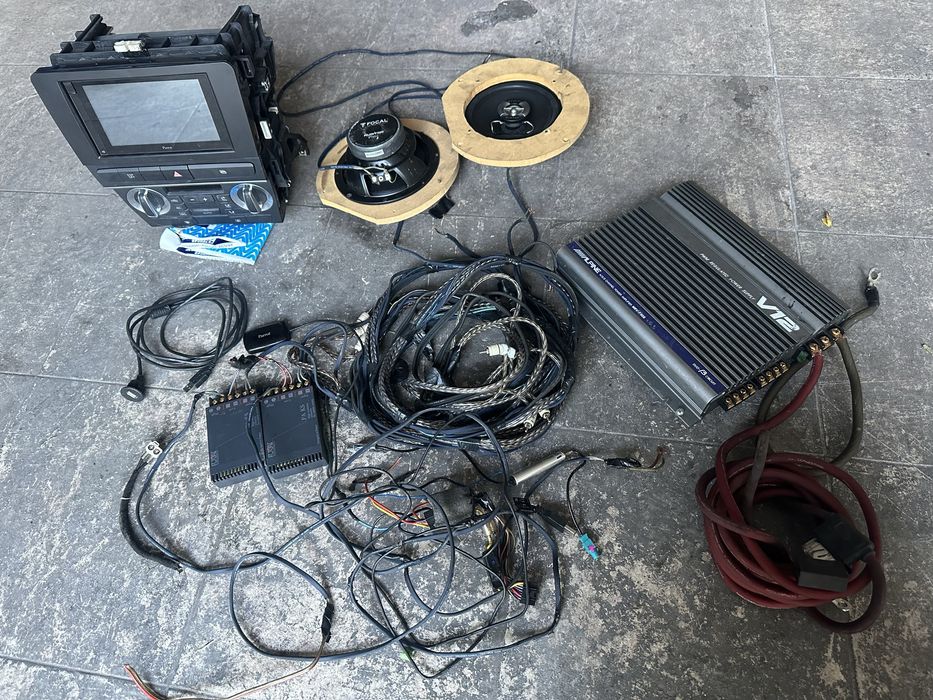 Radio Parrot asteroid amplificador Alpine v12 colunas focal cabo cobre